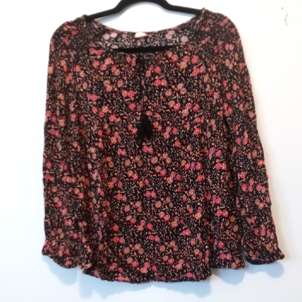 Old Navy Floral Black and Pink Women's Top
